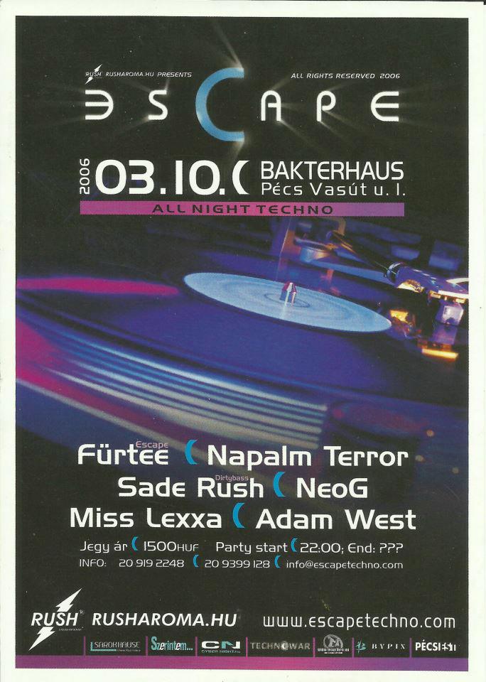 Bakterhaus, Escape - All Night Techno flyer