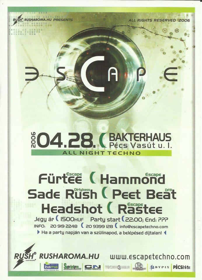 Bakterhaus, Escape - All Night Techno flyer
