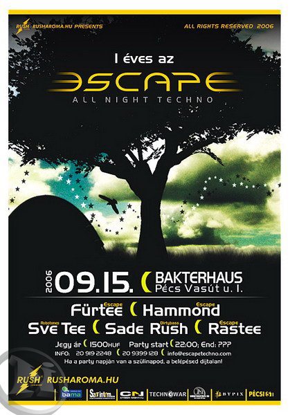 Bakterhaus, Escape - All Night Techno flyer