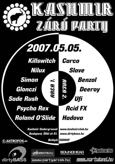 Kashmir Underground Closing Party flyer