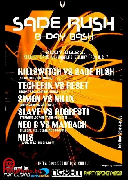 Kheops club presents Sade Rush Birthday bash flyer